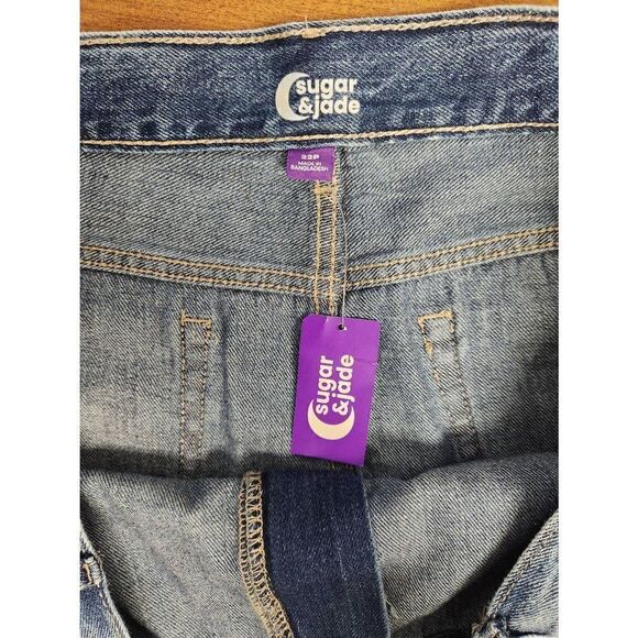 💕NWT Sugar & Jade 22P Tween Girls Distressed High Rise Denim Mom Shor - Hester - Picture 2 of 6